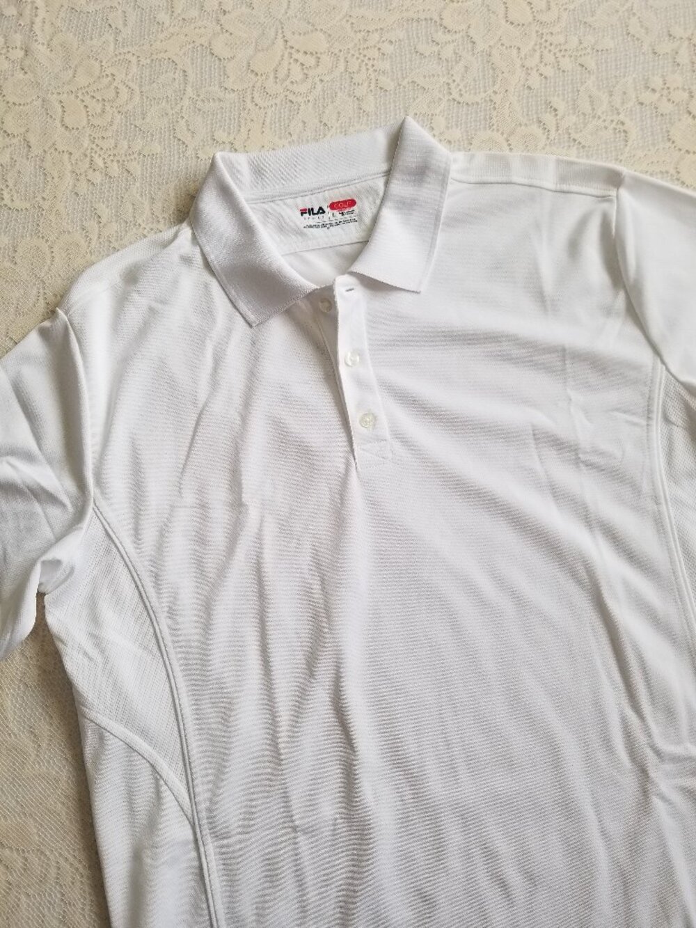 Fila White Polo Sport Athletic Golf Shirt Size Large
